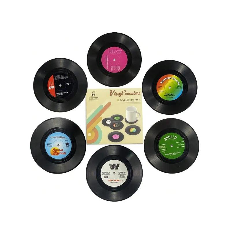 

6 шт. подставка под чашку из виниловой пластинки в стиле ретро, противоскользящая подставка под кофе, термостойкая подставка под кружку для музыкального напитка, декоративная подставка под стол