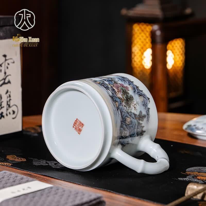 Jingdezhen Hand-Painted Landscape Ceramic Tea Cup