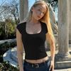 European and American style ins style women's clothing new Spice Girl style fashion trend square neck short-sleeved slim-fit bottoming shirt T-shirt