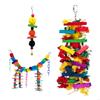 Colorful Natural Play Toy For Medium Large Birds Safe Chewing Bird Cage Hanging Activity Foraging Toy P9YB