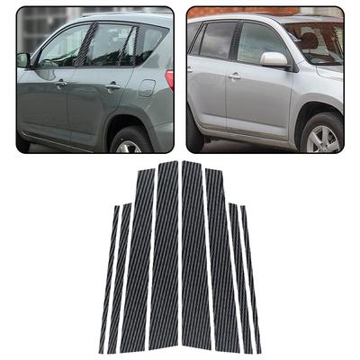 For Toyota RAV4 XA30 2006-2012 8pcs/set Car Door Window Pillar Posts Trims Panel Cover Carbon Fiber Black Auto Column Stickers Parts
