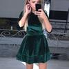Elegant Women Dress Fashion Velvet Swing Plush Party Evening Prom Skater Midi Dress