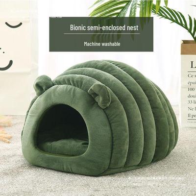 Four Seasons Caterpillar Cat Bed: Enclosed, Warm, Washable Nest for Deep Sleep