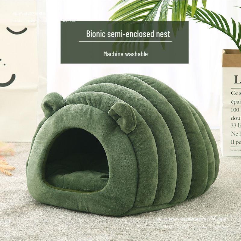 Four Seasons Caterpillar Cat Bed: Enclosed, Warm, Washable Nest for Deep Sleep