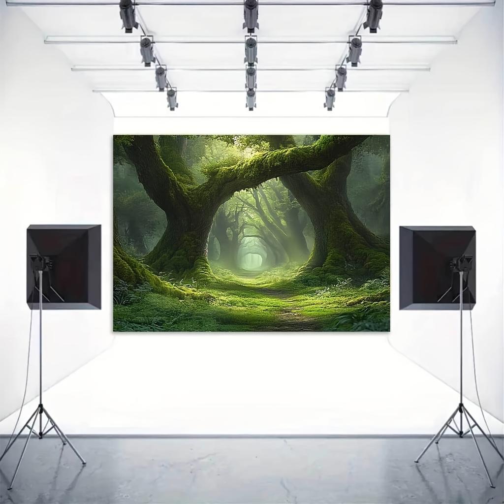 1-Piece Photography Background Banner - Beautiful Forest Trail Atmosphere 2D Flat Background Cloth