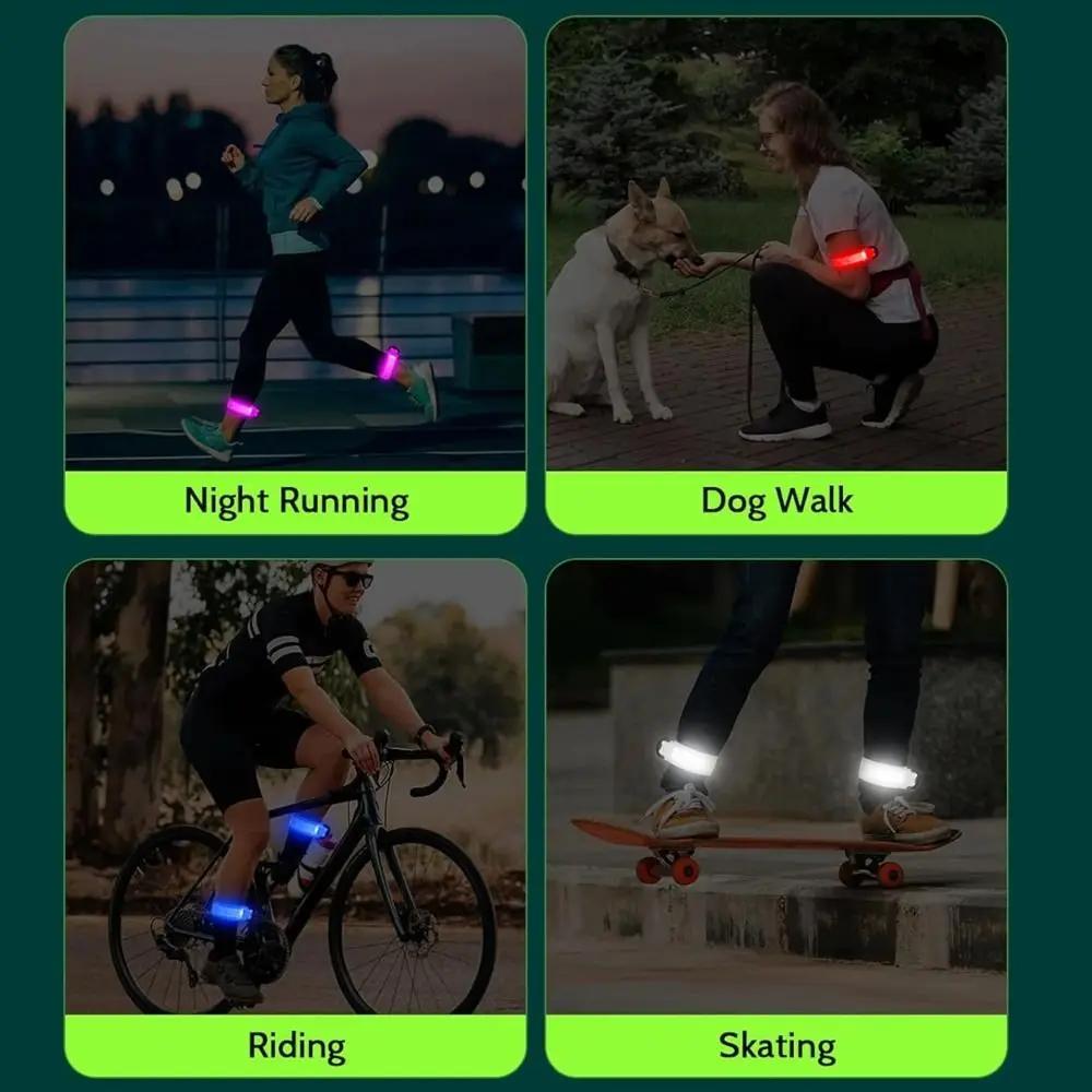 Battery Style Night Running Armband USB Rechargeable 5 Colors Reflective Running Gear Light Weight High Visibility