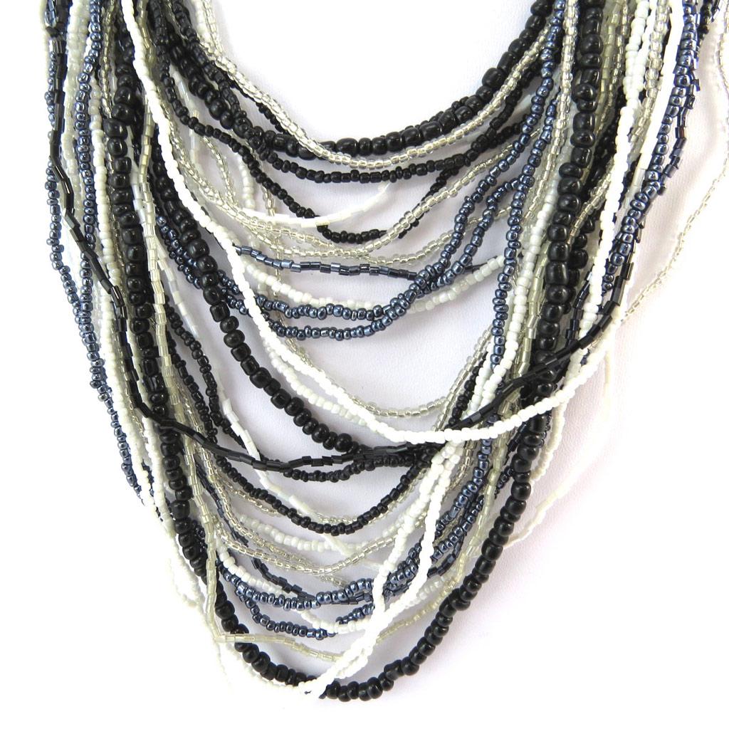 Les Trésors De Lily [N4615] - Náhrdelník 'Kilimanjaro' černobílý