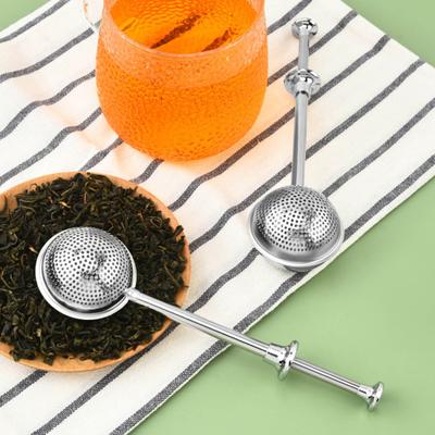 Teesieb aus Edelstahl, Einhandbedienung, kugelförmiger Teefilter, Doppelfunktion, Schnellsieb, Mehlsieb zum Backen von Kuchen und Gewürzen