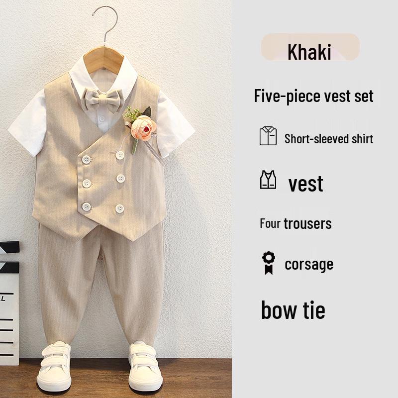 Boys' British Style Summer Suit - Baby's First Birthday Formal Wear, Wedding Flower Boy & Piano Performance Outfit