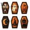 Pumpkin Desktop Signs Vintage Halloween Wooden Table Decoration, Rustic Black Cat Ghost Skeleton Distressed Wood Decorations Block Sign for Farmhouse