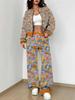 Retro Pattern Autumn and Winter New European and American Women's Clothing Rose Printing Suit Women