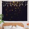 Christmas Decorations Wall Tapestry, Gold Glitter Sparkles On Black Wall Hanging Large Tapestry Decoration Polyester Fiber White