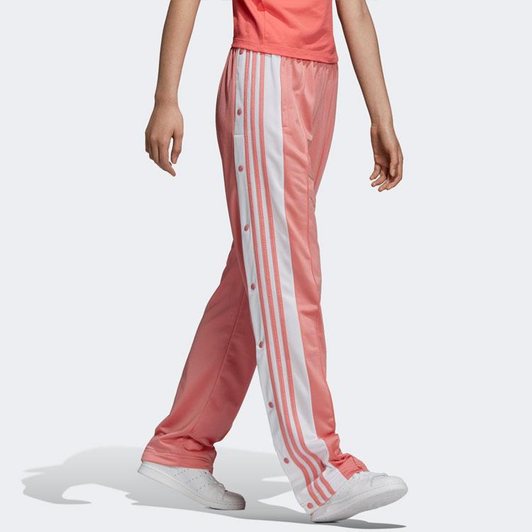 Adidas Originals Casual Retro Sports Striped Side Button Long Pants Women bottoms Rose-Red DN3163