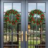 Christmas Wreath Green Garlands Front Door Wreath with Red Berries Decorative Wreath For Door Wall Porch Decoration