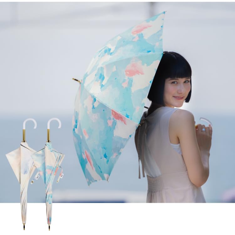 Sun Blackout Pastel Paint Blue Light UV UPF Heat Rain or Perfect for and Travel Stylish and Cute for Women [2025] Wpc. Umbrella, (100% Blocking, 100%
