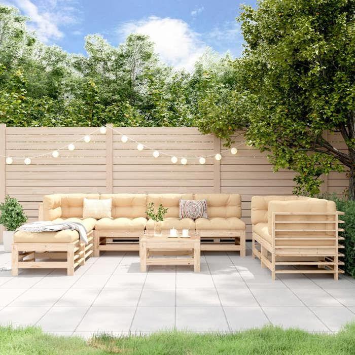 VidaXL Salon de jardin 9 pcs Bois de pin massif 3186298