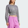 adidas Originals Printed Short Crop Crewneck Sweatshirt for Women, Gray