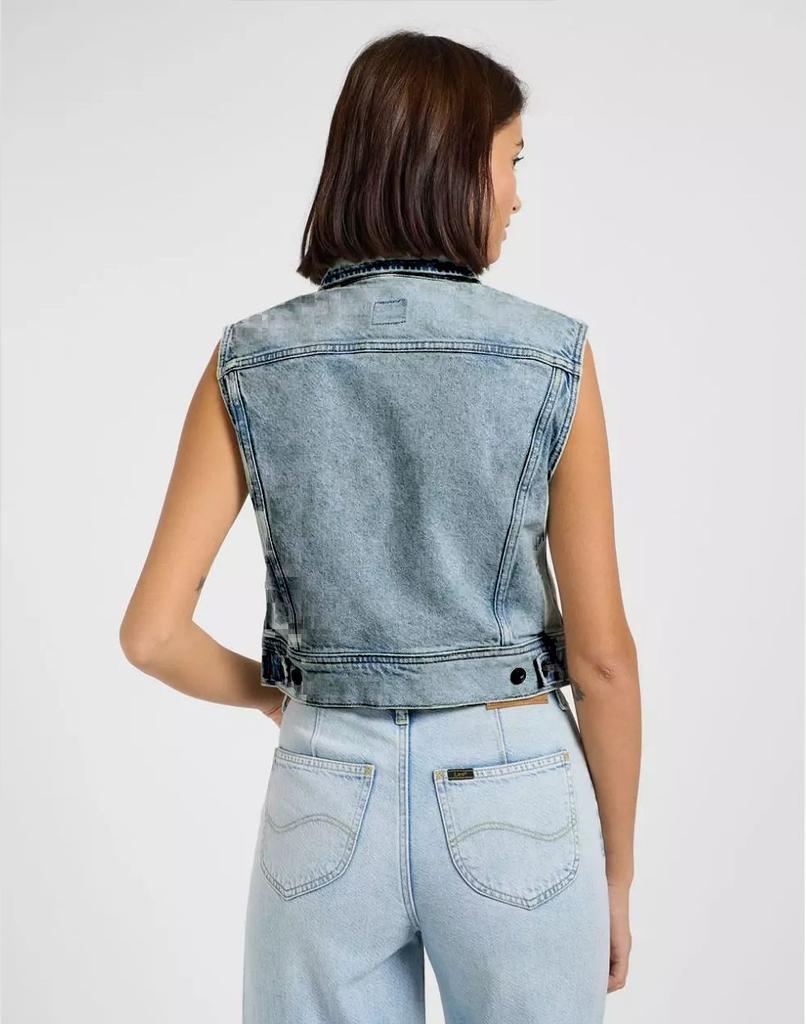 Lee Boxy Rider Vest Blue Indigo Loose Denim Vest Women's S