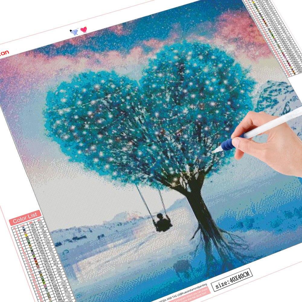 5d diamant pictura copac DIY mozaic peisaj complet pătrat/rotund broderie cu diamante cu punct de cruce inimă perete artă kit de artizanat