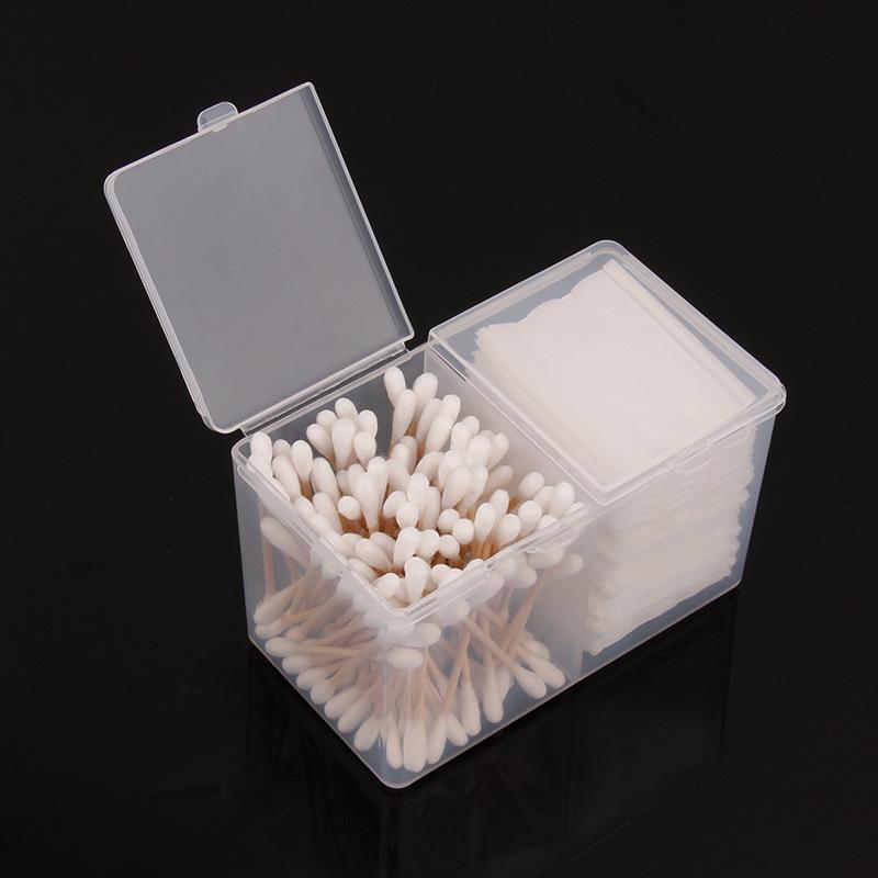Transparent Acrylic Double Compartment Cotton Pad  & Nail Art Storage Box