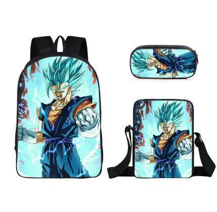 New animation cartoon dragon ball backpack, primary and secondary school schoolbag, satchel, shoulder bag, pencil case three-piece set