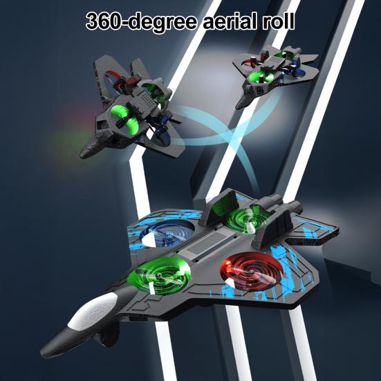 Remote Control Airplane Toy 360 Degrees Stunt Spin LED Lights Drop-Resistant Remote Control Fighter Jet Kids Adults Beginner RC Aircraft Model Toy