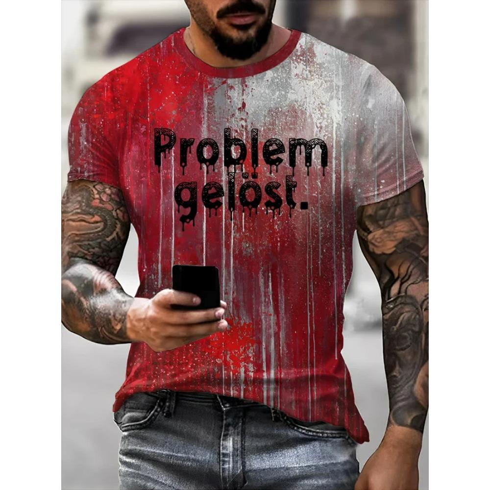 Sommer Briefe Blutiges Muster Gedruckt Herren Kurzarm Rundhals T-Shirt Atmungsaktiv Leicht Party Oberteil Damen T-Shirts Kleidung