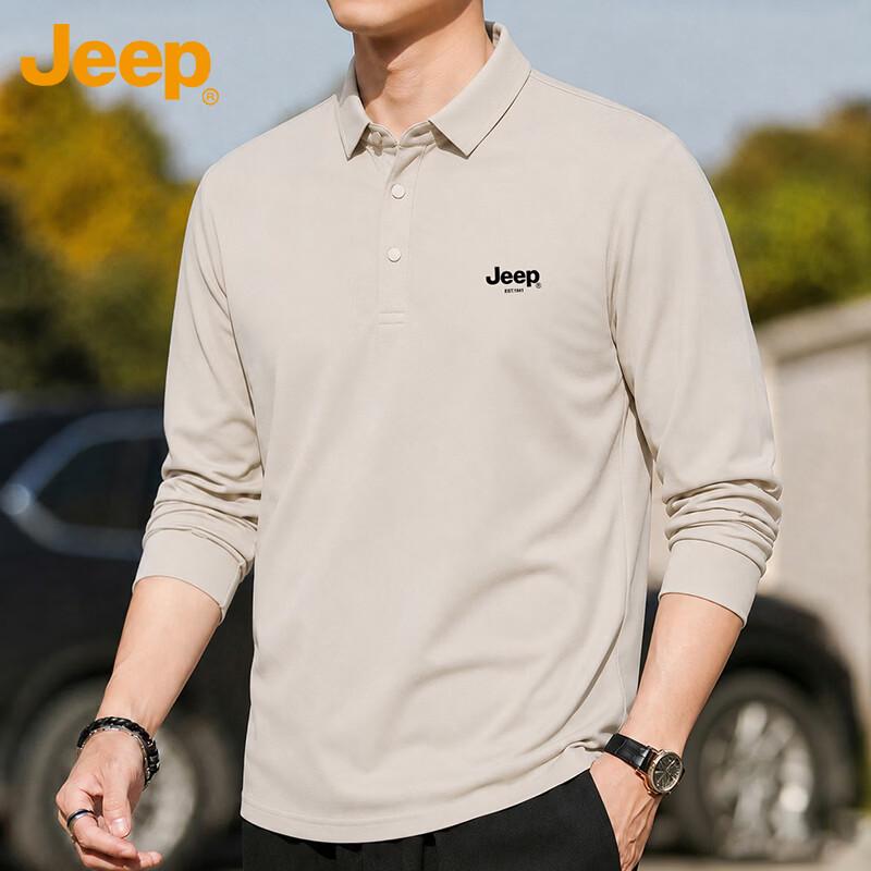JEEP Men's Long Sleeve Polo Shirt Business Casual