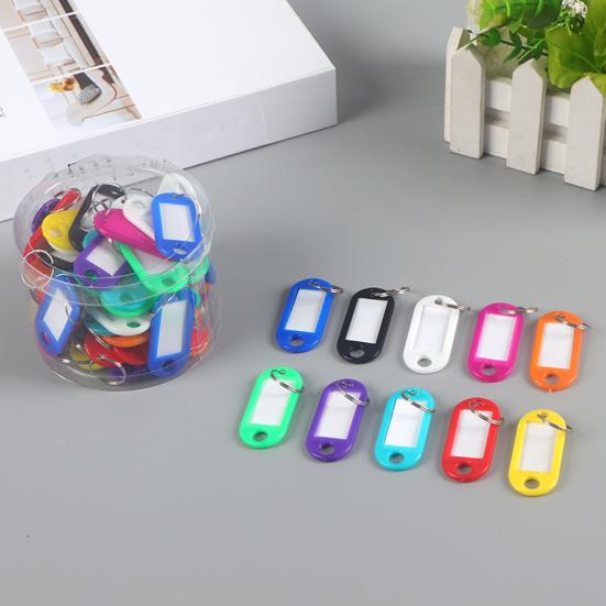 50Pcs Keyring Tags Plastic Key Fobs ID Tags with Split Keyring Paper Insert Key Tags Writing Paper Keychain Organizer