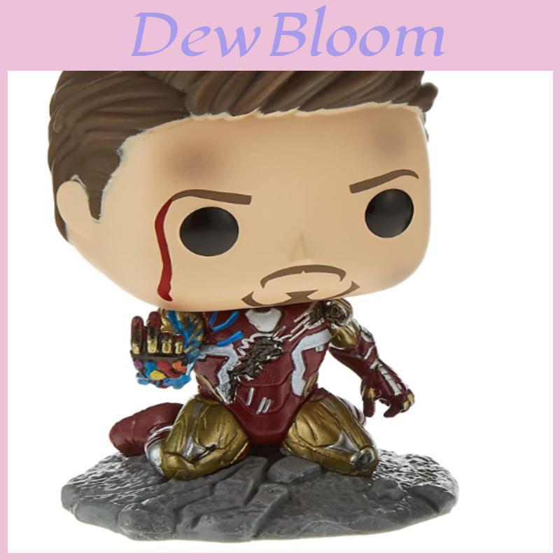 Pop Avengers Endgame Ich bin Iron Man Leuchtet im Dunkeln Vinyl-Figur Spielzeug Tony Epische Momente des kampfgezeichneten Tony Stark Auf modellierter Geländebasis