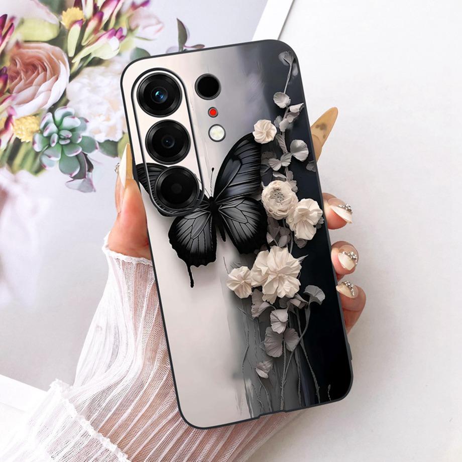 Flower Cartoon Fashion Design Phone Case For Tecno Camon 50 4G CN5 Camon50 Funda Soft Lisquid Silicone Shockproof Back Cover