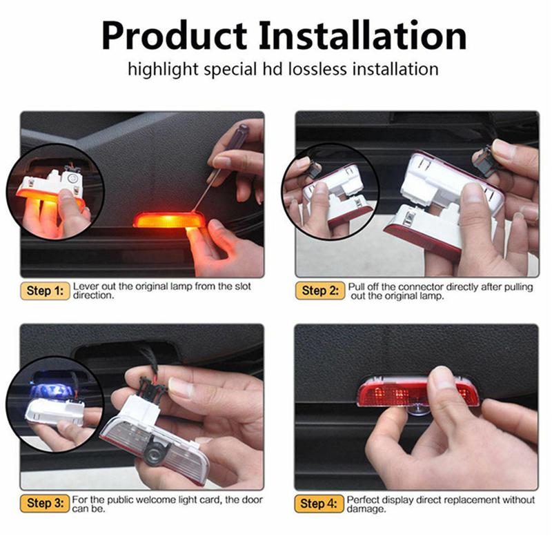 AAABQ1 2Pcs LED Car Courtesy Light Signal Lamp Projector Accessories For Skoda Superb 3V 3T B5 B6 B8 2009-2015 2016 2017 2018 2019 2020