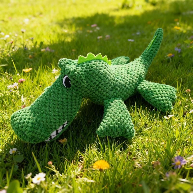 1pc Dog Plush Squeaky Toy, Realistic Crocodile, Soft and Odorless, Double-Layer Fabric Chew Toy, Safe Teething, Squeaking