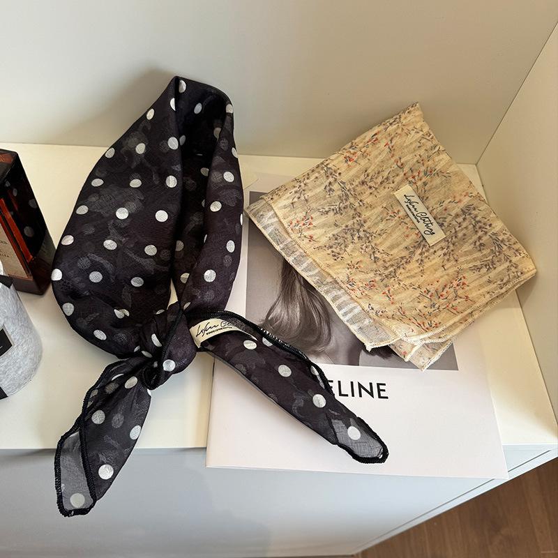Einfarbiger doppelseitiger Muster Baumwolle und Leinen Hautfreundlicher quadratischer Schal Halspflege Retro Literarischer Schal Seidenschal Kopftuch Stirnband Damen