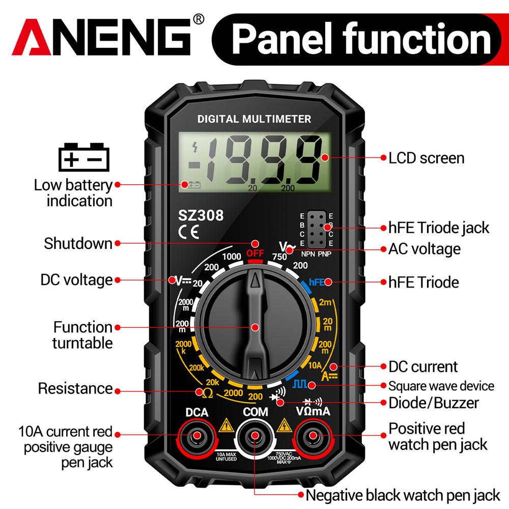 ANENG SZ308 Voltage Current Resistance Multimeter Tester Tools 1999 Count Digital Multimeter AC/DC High-Precision Multi-function