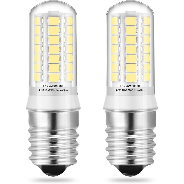 E17 LED Bulbs Under Microwave Over Stove Lights, Daylight 6000K, 40W Incandescent Equivalent, Non-Dimmable, Pack of 2