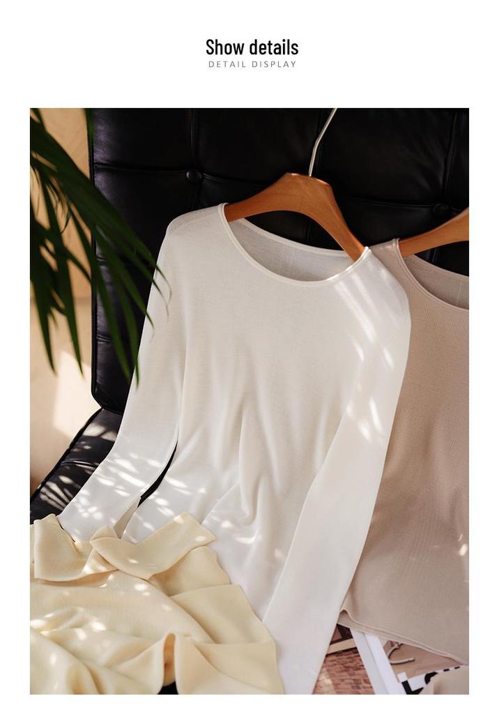 Yangzi Yarn Women's Slim-Fit Wool Sweater with Rolled Hem & Round Neck - 2026 Spring Seamless Knitwear