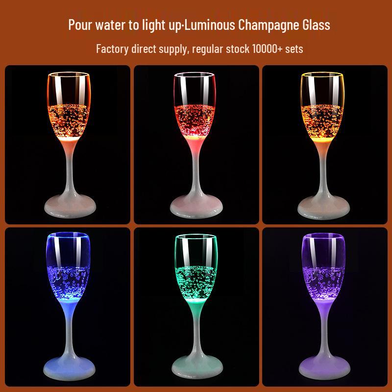 LED Champagne Glass: Creative Light-Up Cup for Weddings, Holidays & Parties, Activates with Water.