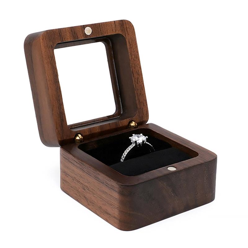 

Wedding Wooden Box with Soft Interior Holder Single/Double Slot Jewelry Box Storage Box Jewelry Organizer Ring Box Gift