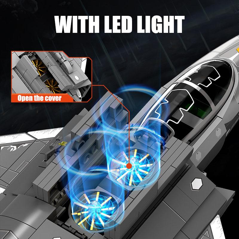 Military Series Jump Jets J-35 Shipboard Aircraft Building Blocks MOC City War Fighter Model Bricks Toys For Children Boy Gifts