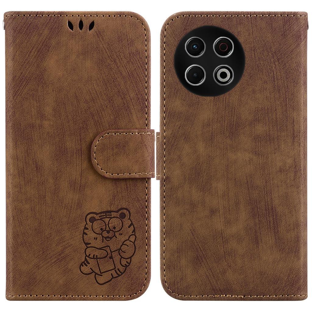 For TECNO Spark 30 Pro 4G Wallet Case Tiger Imprint Leather Shockproof Phone Cover with Wrist Strap