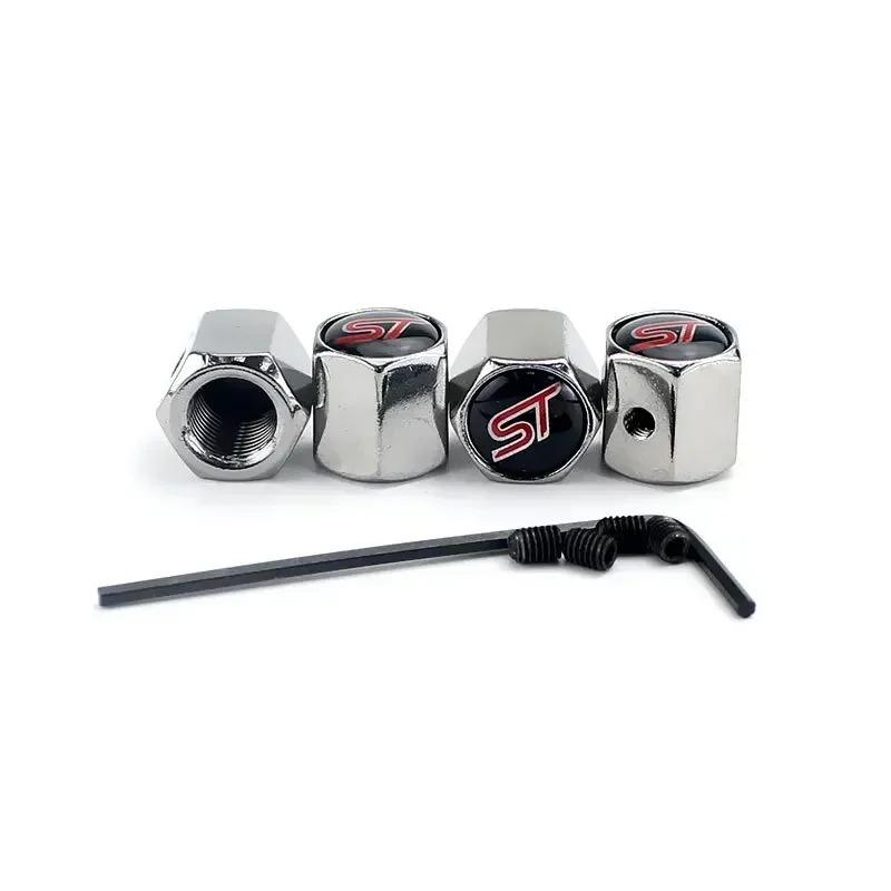 4Pcs Car Tire Valve Caps Aluminium Seal Tire Valve Stem Caps Dust Proof Covers For FORD ST Focus Kuga Tierra Explorer Mondeo