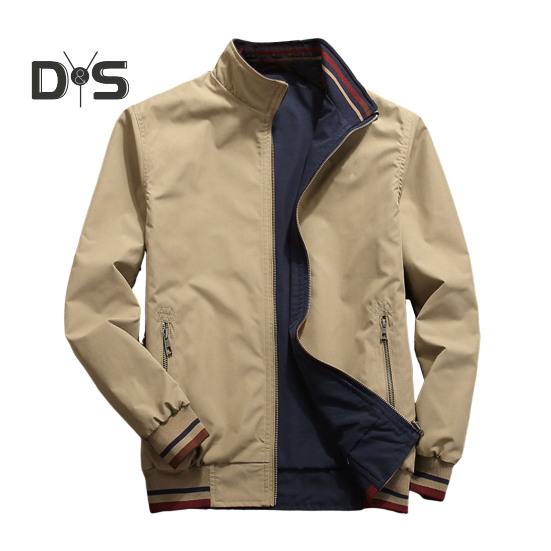 

Мужская куртка с эластичными манжетами, воротником-стойкой, длинным рукавом, в стиле пэчворк, двусторонняя куртка, пальто с карманами, повседневная верхняя одежда L хаки