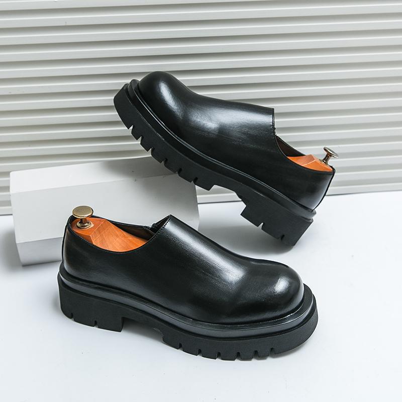 Fashion Fashion Side Zipper Loafers Handmade Mens Business Designer Leather Shoes Breathable Male Comfortable Men Casual Walking Shoes