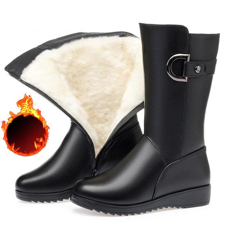 Nya plattbottnade anti-halk läderskor dam plysch varma stövlar dam bomullsstövlar