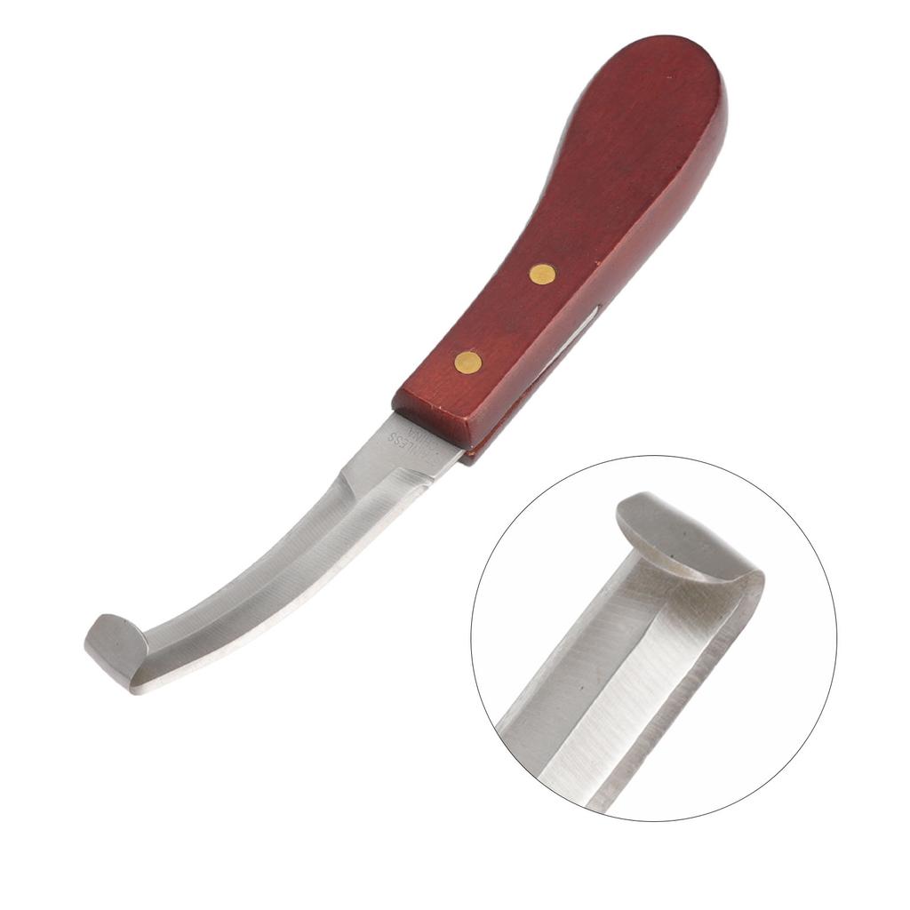 Hoof Knife Razor Stainless Steel Double Sided Blade Ergonomic Wooden Handle Hoof Edge Knife for