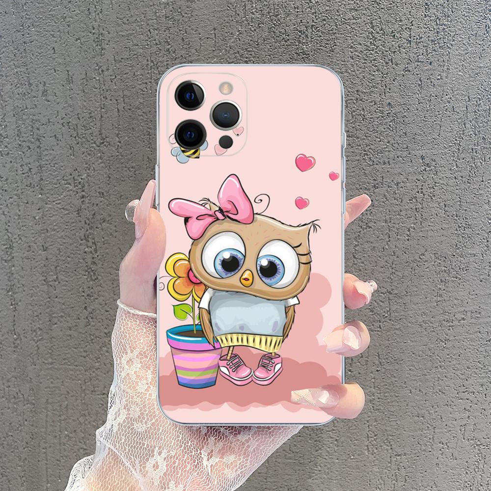 Cartoon Cute Owl Lovers Phone Case For iPhone 15 14 13 12 Mini 11 Pro XS Max X XR SE 6 7 8 Plus Soft Silicone Cover