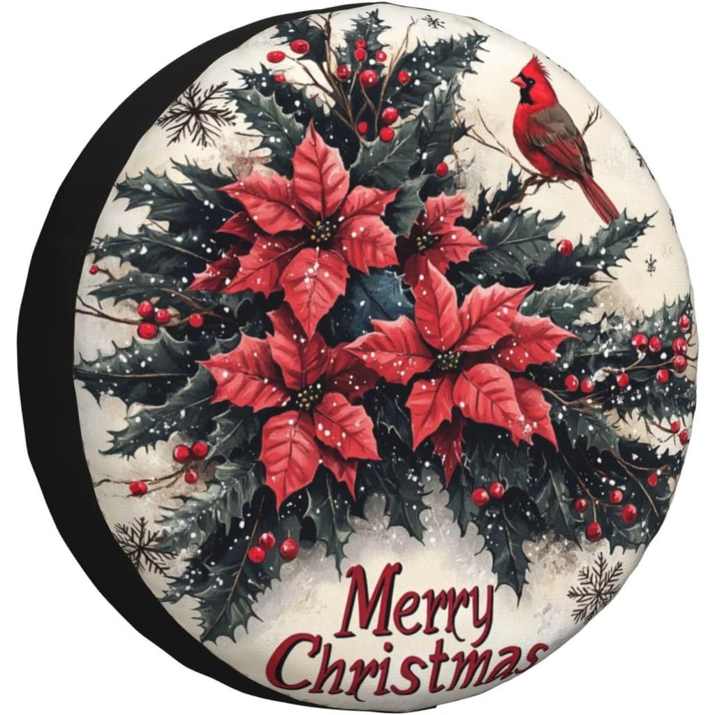 1pc Merry Christmas Print Spare Tire Cover Wheel Tire Cover Waterproof Sun Protection Universal Fit For Trailers Rv SUV Truck Ca
