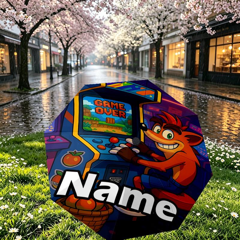 Custom Name Personalized PAC Print Umbrella, Auto Open Close, 8‑Rib Sturdy Frame, Commute Camping Hiking Use, Birthday Gift