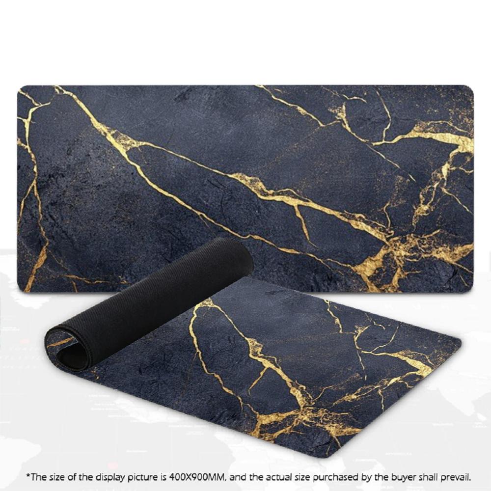 XXL Large Gaming Mouse Pad Black Gold Marble Deskmat Overlock Non‑Slip Rubber Keyboard Mats Laptop Mousepads For Office Gamer